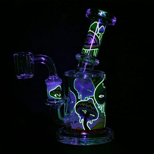 Shroom Eyes, They’re Watching You Glow In The Dark Glass Dab Rig